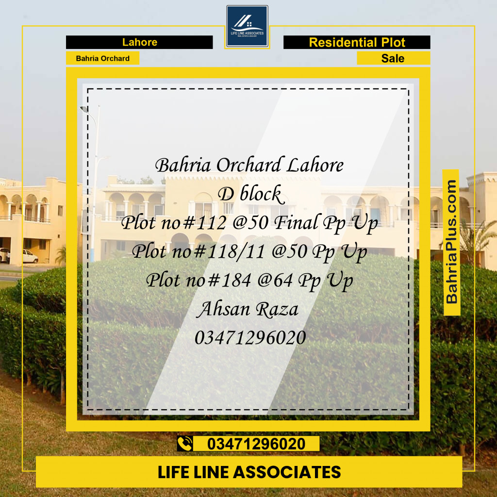 Residential Plot for Sale in Bahria Orchard, Lahore - (BP-143100)