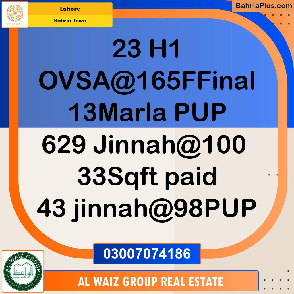 Residential Plot for Sale in Bahria Town, Lahore - (BP-143107)