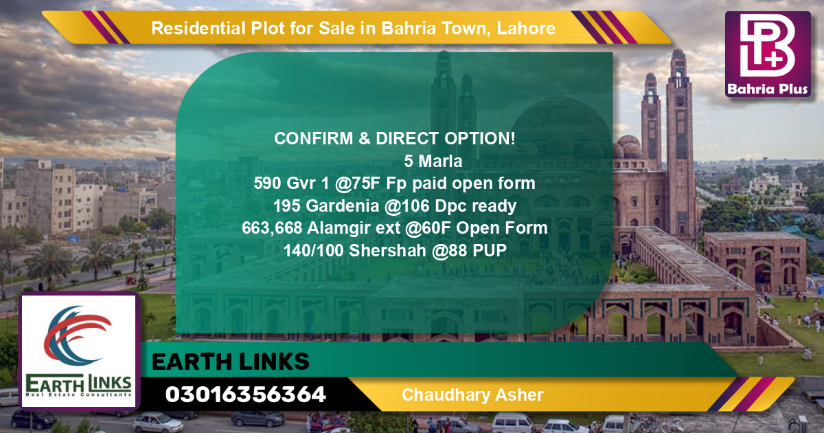 Residential Plot for Sale in Bahria Town, Lahore - (BP-143119)