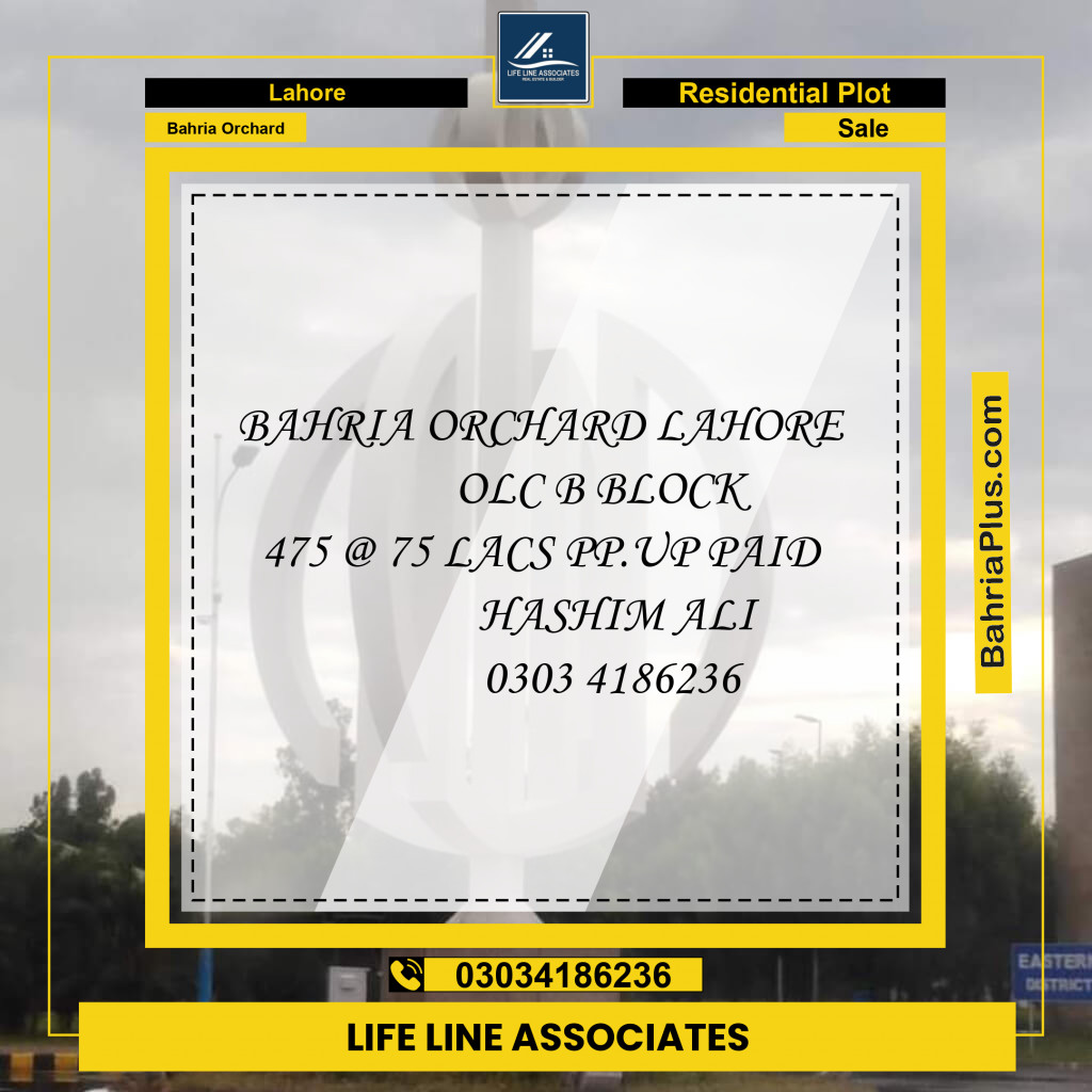 Residential Plot for Sale in Bahria Orchard, Lahore - (BP-143133)