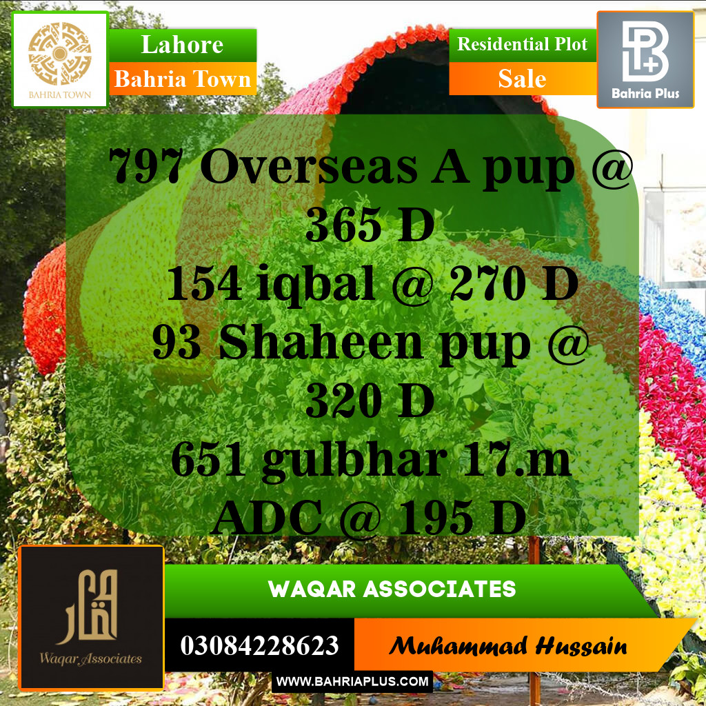 Residential Plot for Sale in Bahria Town, Lahore - (BP-143141)