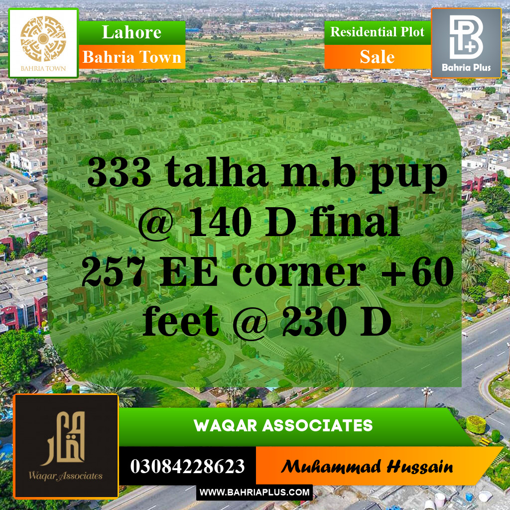 Residential Plot for Sale in Bahria Town, Lahore - (BP-143151)