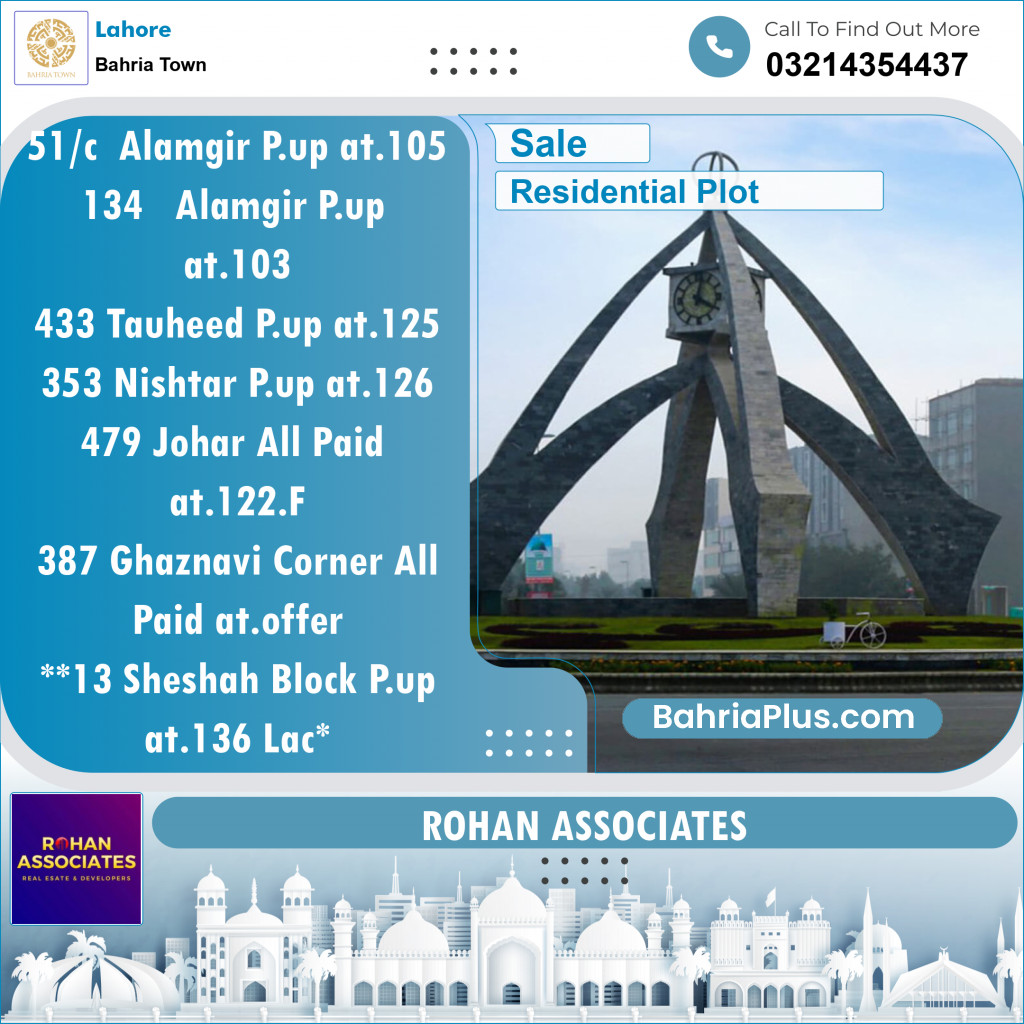 Residential Plot for Sale in Bahria Town, Lahore - (BP-143168)