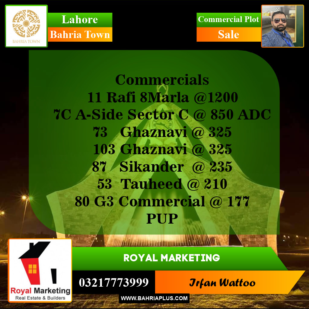 Commercial Plot for Sale in Bahria Town, Lahore - (BP-143264)