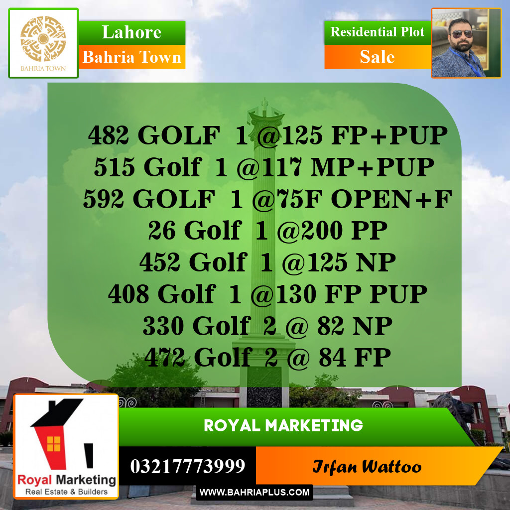Residential Plot for Sale in Bahria Town, Lahore - (BP-143277)