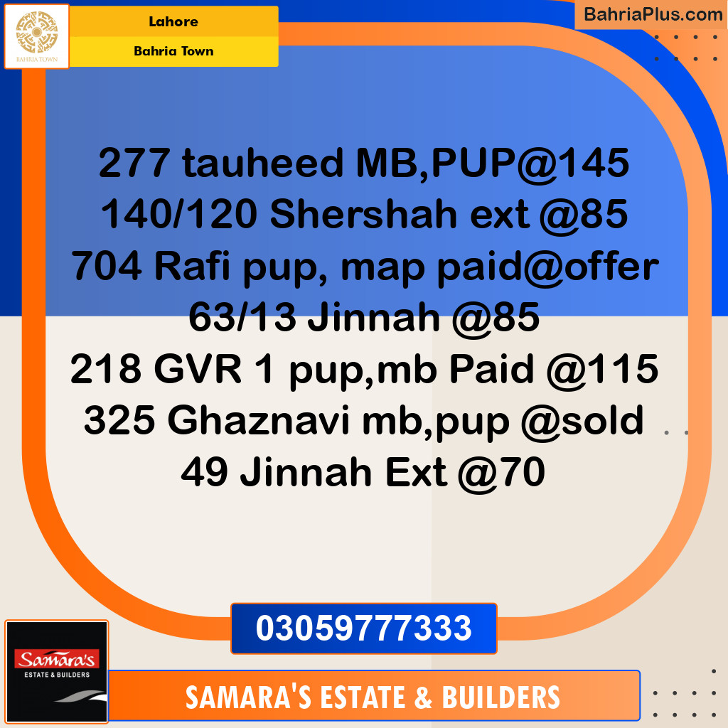 Residential Plot for Sale in Sector F - Tauheed Block -  Bahria Town, Lahore - (BP-143289)