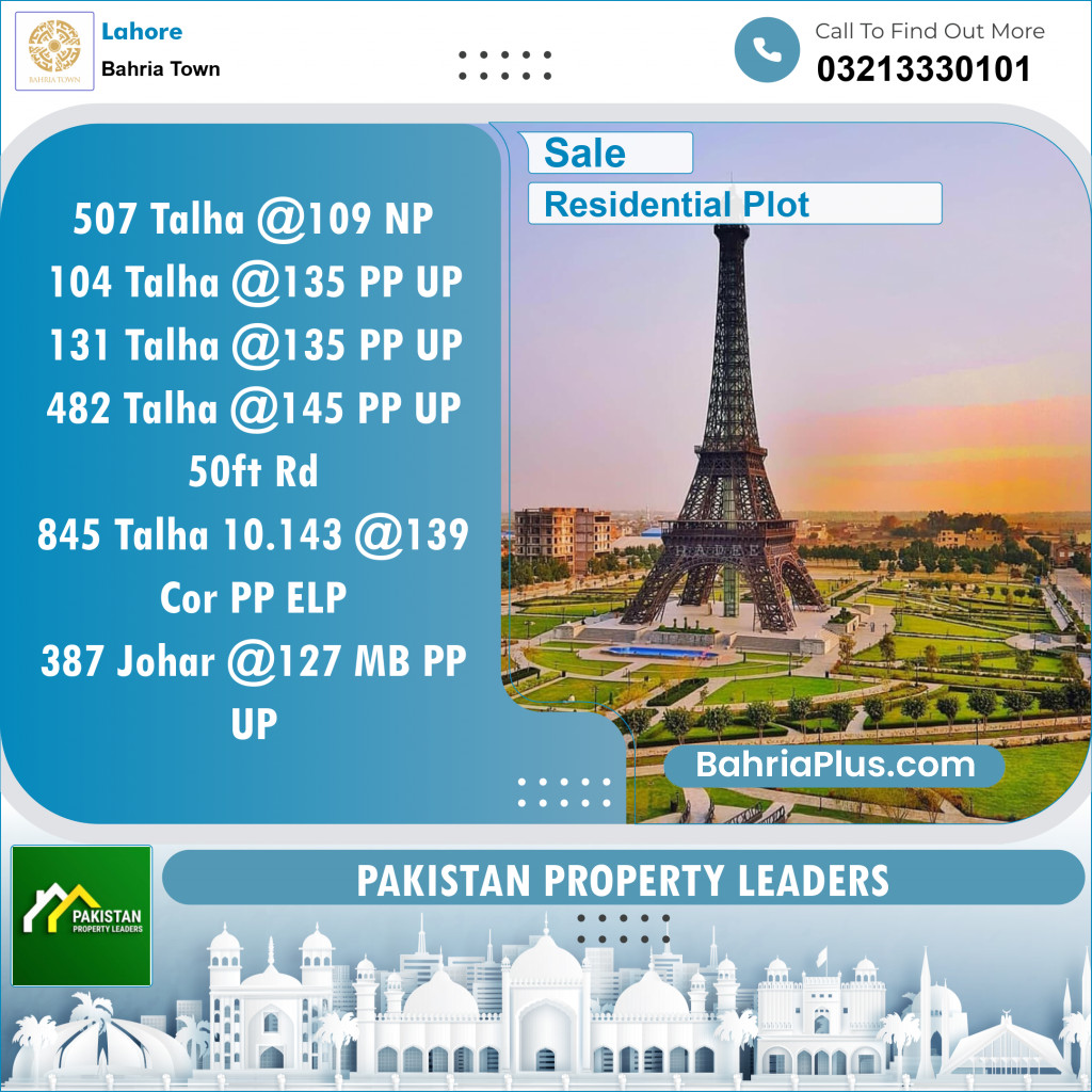 Residential Plot for Sale in Bahria Town, Lahore - (BP-143321)