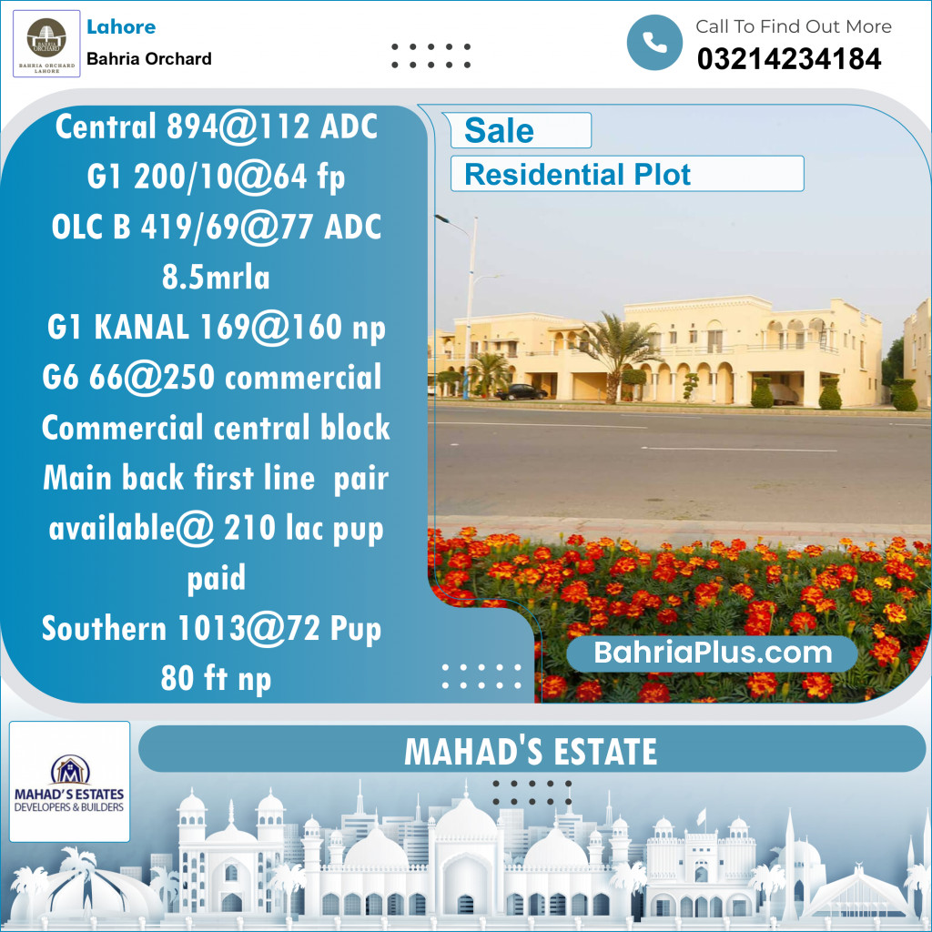Residential Plot for Sale in Bahria Orchard, Lahore - (BP-143340)