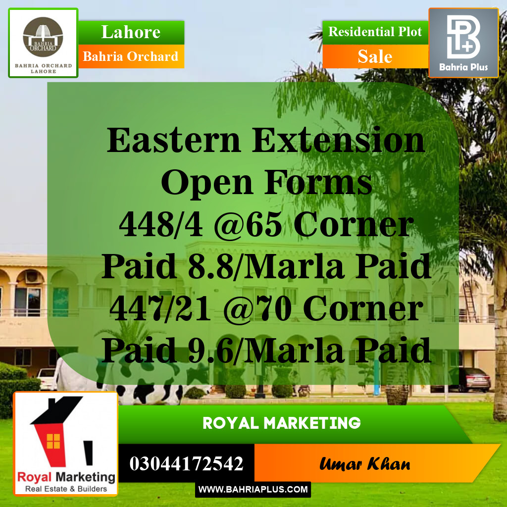 Residential Plot for Sale in Bahria Orchard, Lahore - (BP-143363)