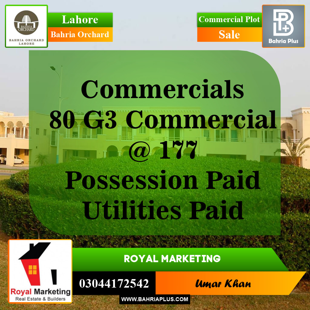 Commercial Plot for Sale in Bahria Orchard, Lahore - (BP-143372)