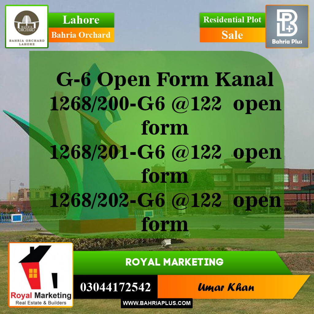 Residential Plot for Sale in Bahria Orchard, Lahore - (BP-143374)