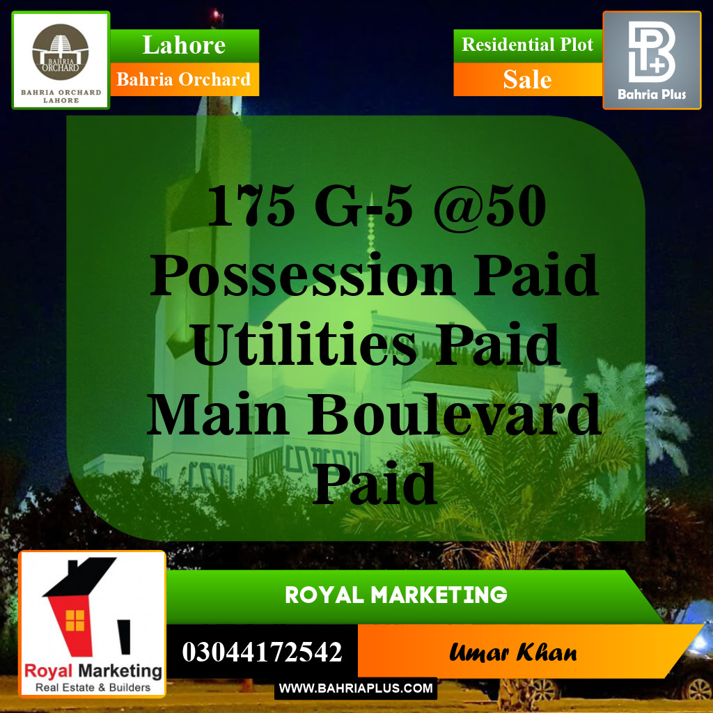 Residential Plot for Sale in Bahria Orchard, Lahore - (BP-143375)