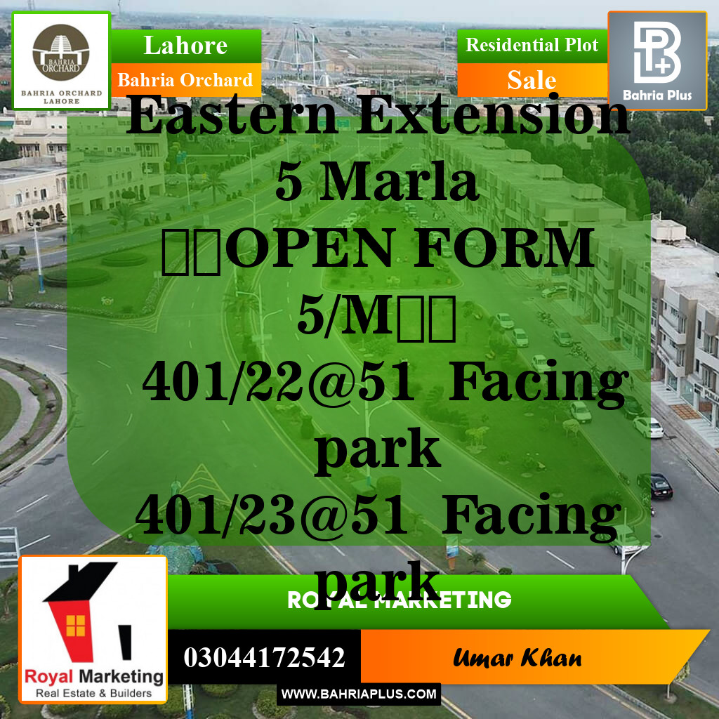 Residential Plot for Sale in Bahria Orchard, Lahore - (BP-143376)