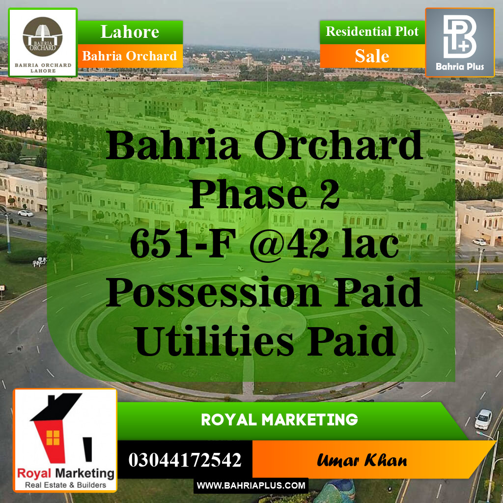 Residential Plot for Sale in Bahria Orchard, Lahore - (BP-143377)