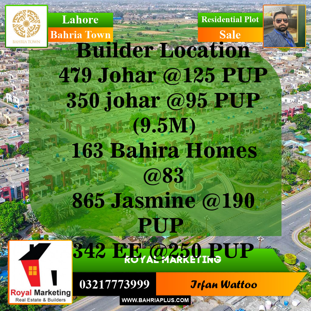 Residential Plot for Sale in Bahria Town, Lahore - (BP-143387)