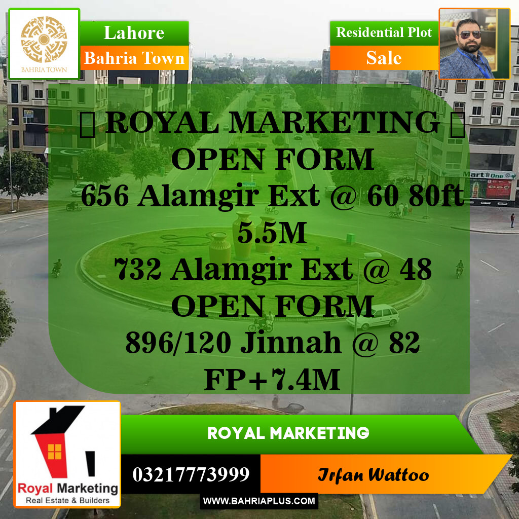 Residential Plot for Sale in Sector F - Alamgir Block -  Bahria Town, Lahore - (BP-143389)