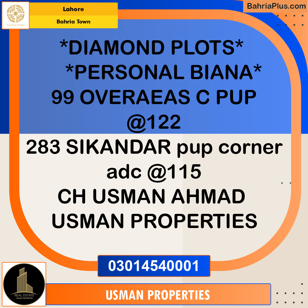 Residential Plot for Sale in Overseas C -  Bahria Town, Lahore - (BP-143406)