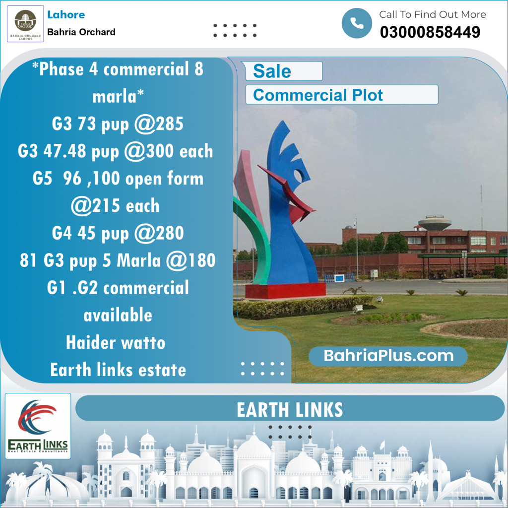 Commercial Plot for Sale in Phase 4 - G3 Commercial -  Bahria Orchard, Lahore - (BP-143434)