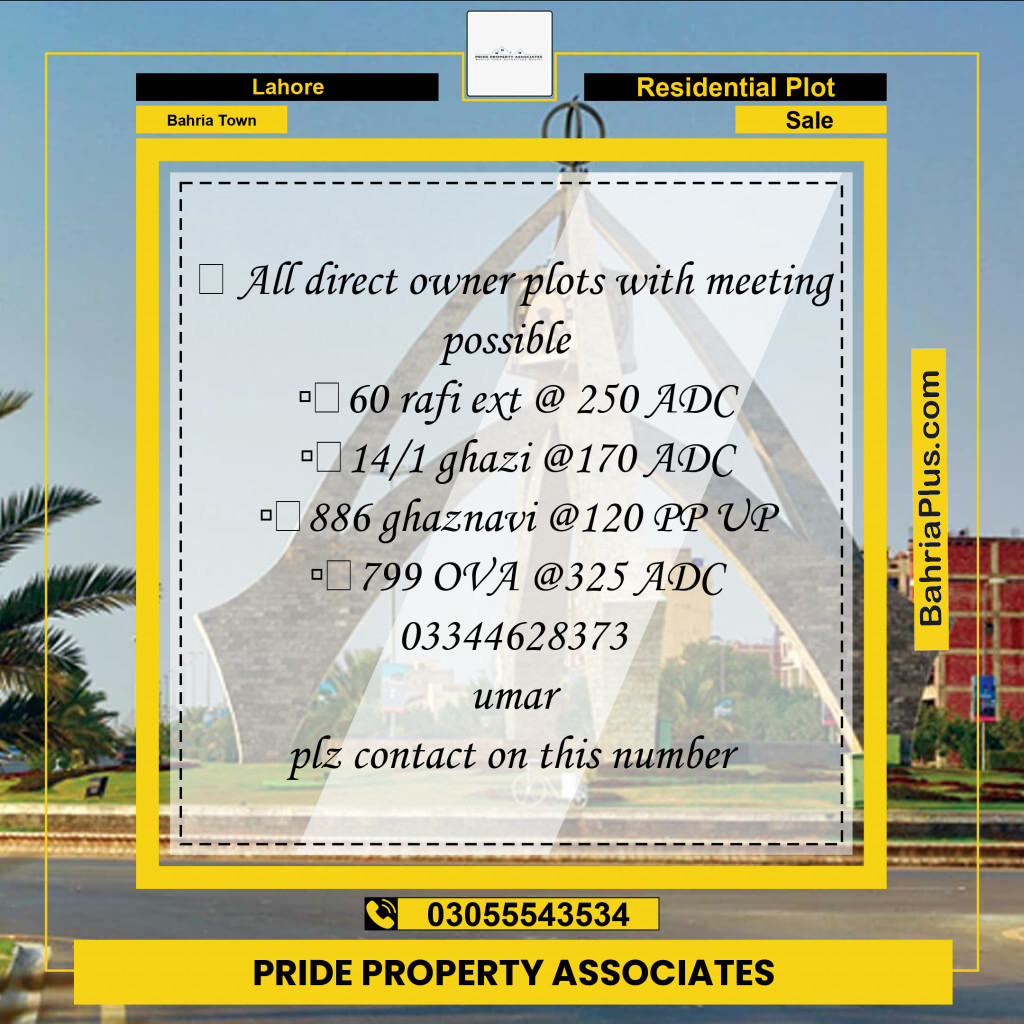 Residential Plot for Sale in Bahria Town, Lahore - (BP-143435)