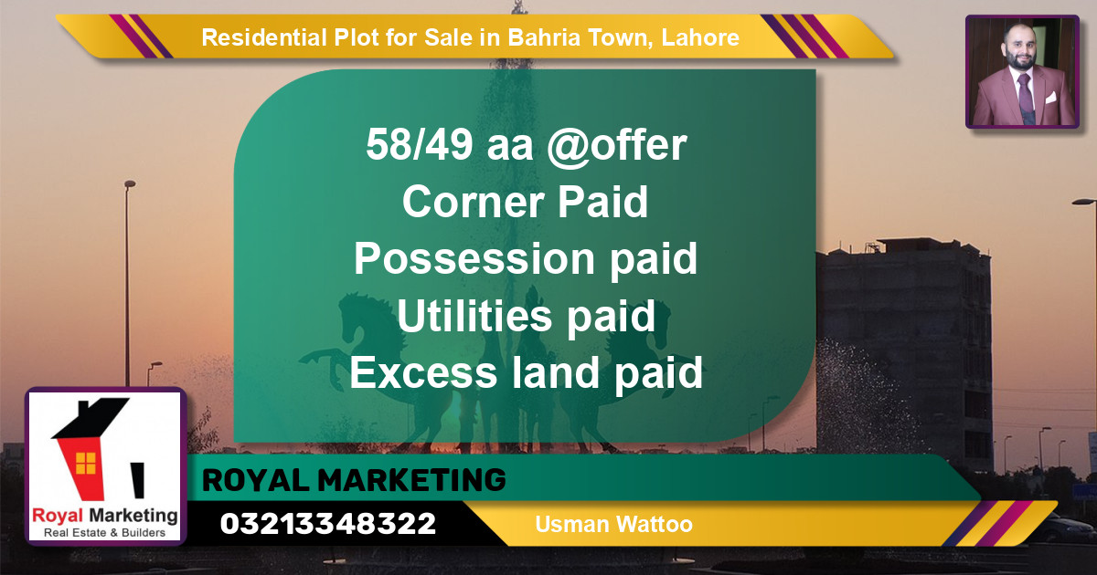 Residential Plot for Sale in Sector D - AA Block -  Bahria Town, Lahore - (BP-143440)