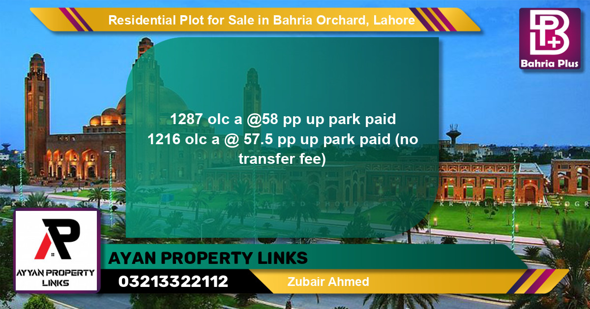 Residential Plot for Sale in OLC-A Block -  Bahria Orchard, Lahore - (BP-143466)
