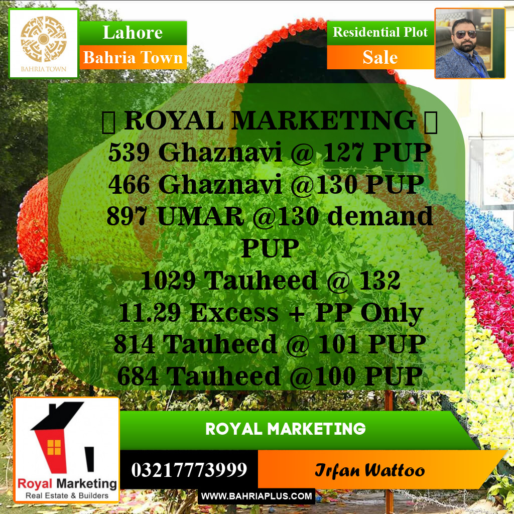 Residential Plot for Sale in Bahria Town, Lahore - (BP-143483)