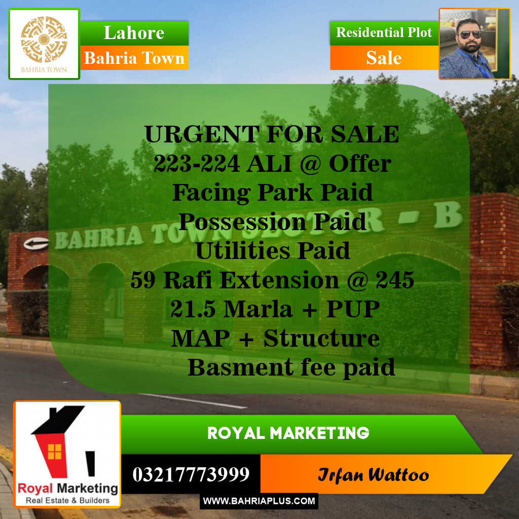 Residential Plot for Sale in Bahria Town, Lahore - (BP-143485)