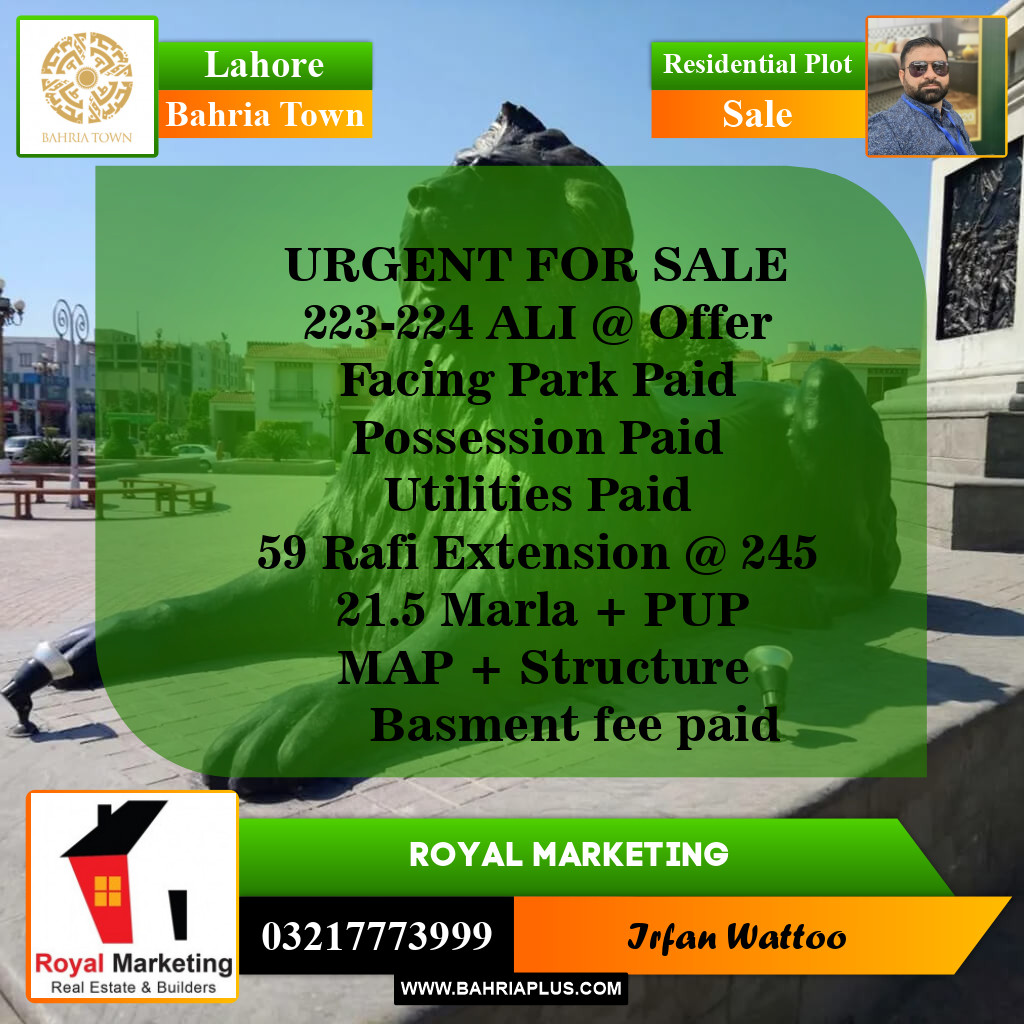 Residential Plot for Sale in Bahria Town, Lahore - (BP-143508)