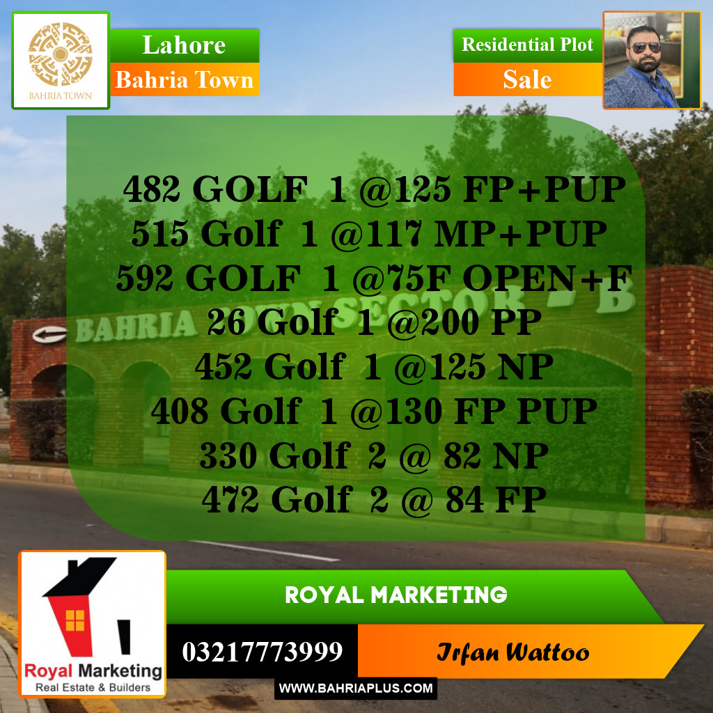 Residential Plot for Sale in Bahria Town, Lahore - (BP-143515)