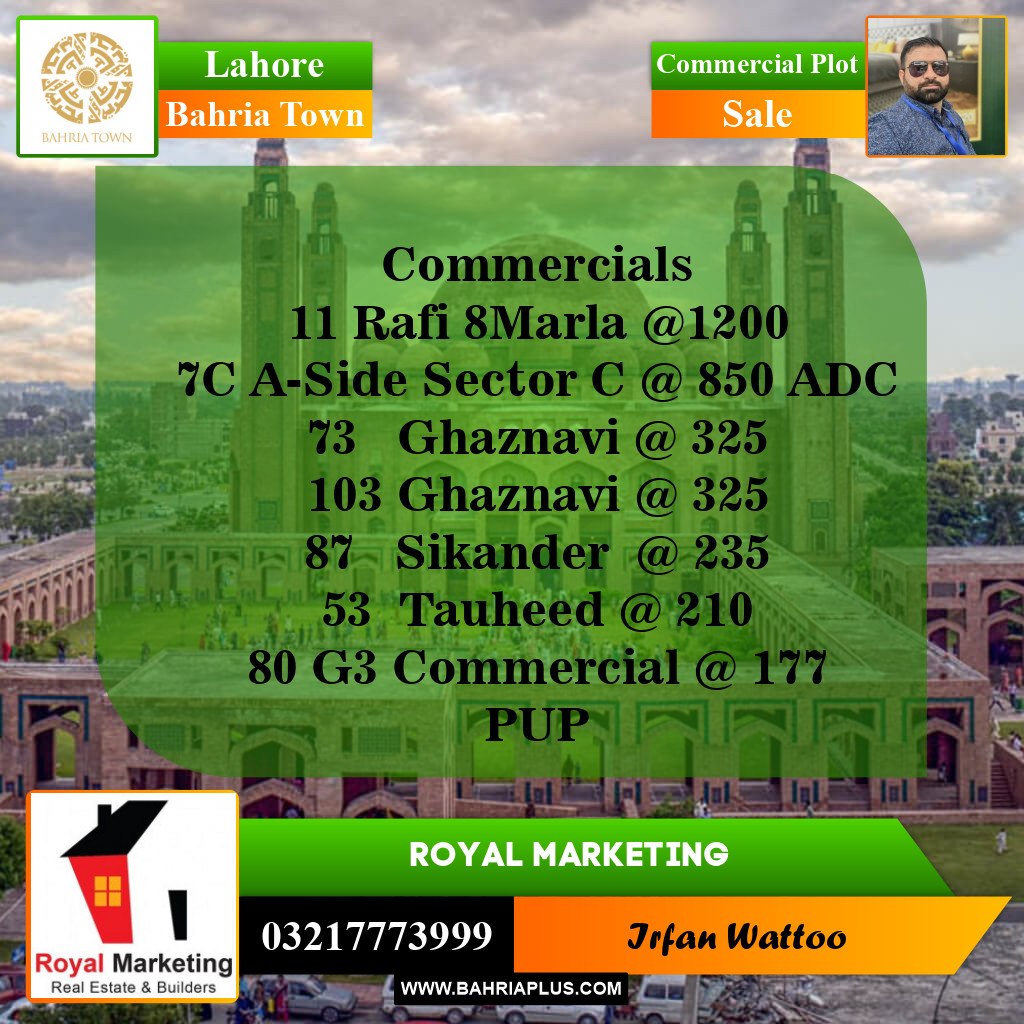 Commercial Plot for Sale in Bahria Town, Lahore - (BP-143523)