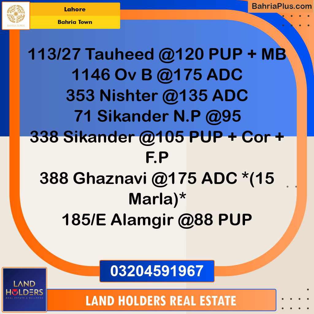 Residential Plot for Sale in Bahria Town, Lahore - (BP-143556)