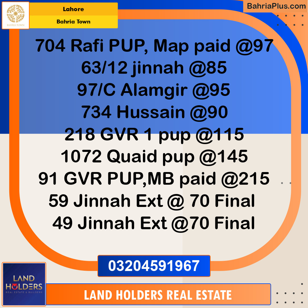 Residential Plot for Sale in Bahria Town, Lahore - (BP-143601)