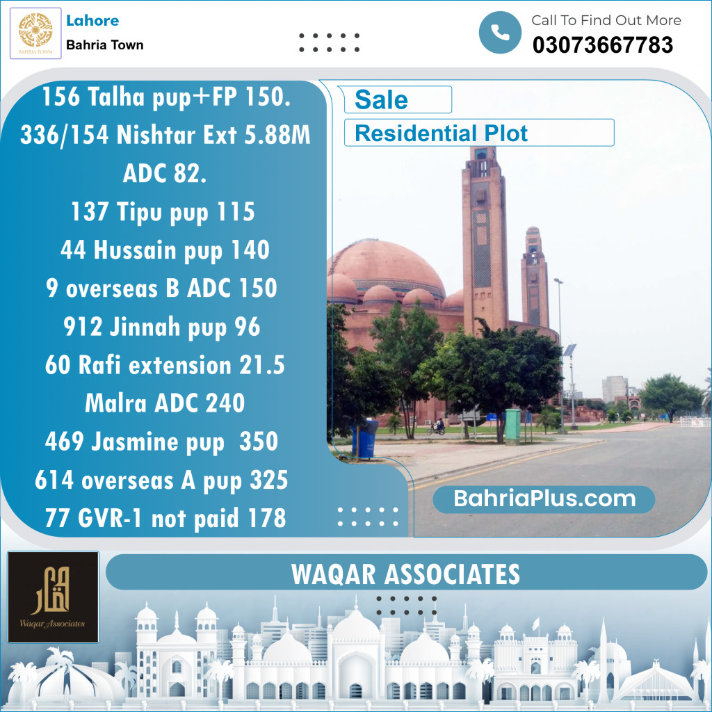Residential Plot for Sale in Bahria Town, Lahore - (BP-143610)