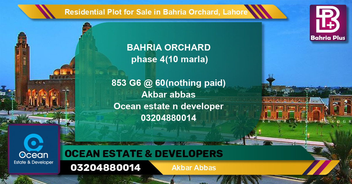 Residential Plot for Sale in Bahria Orchard, Lahore - (BP-143616)