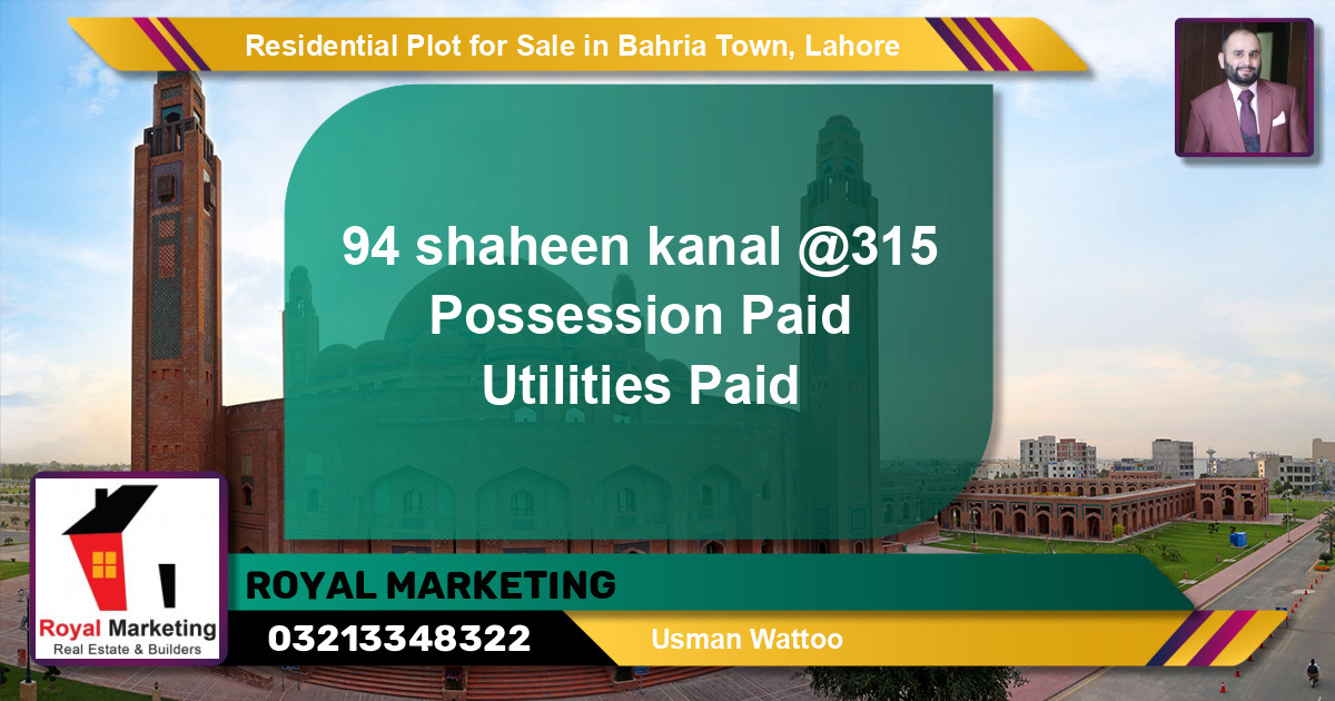 Residential Plot for Sale in Bahria Town, Lahore - (BP-143683)