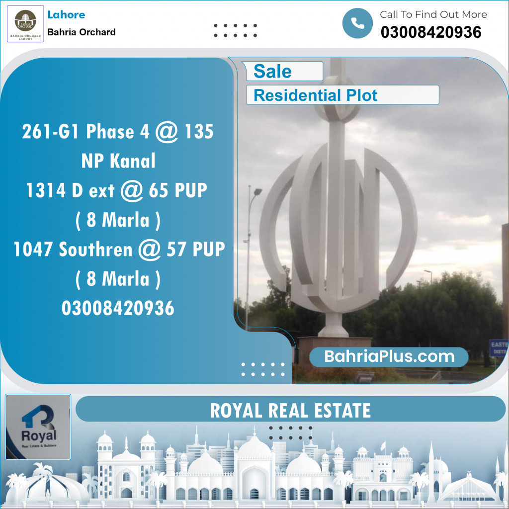 Residential Plot for Sale in Phase 4 - G1 Block -  Bahria Orchard, Lahore - (BP-143685)
