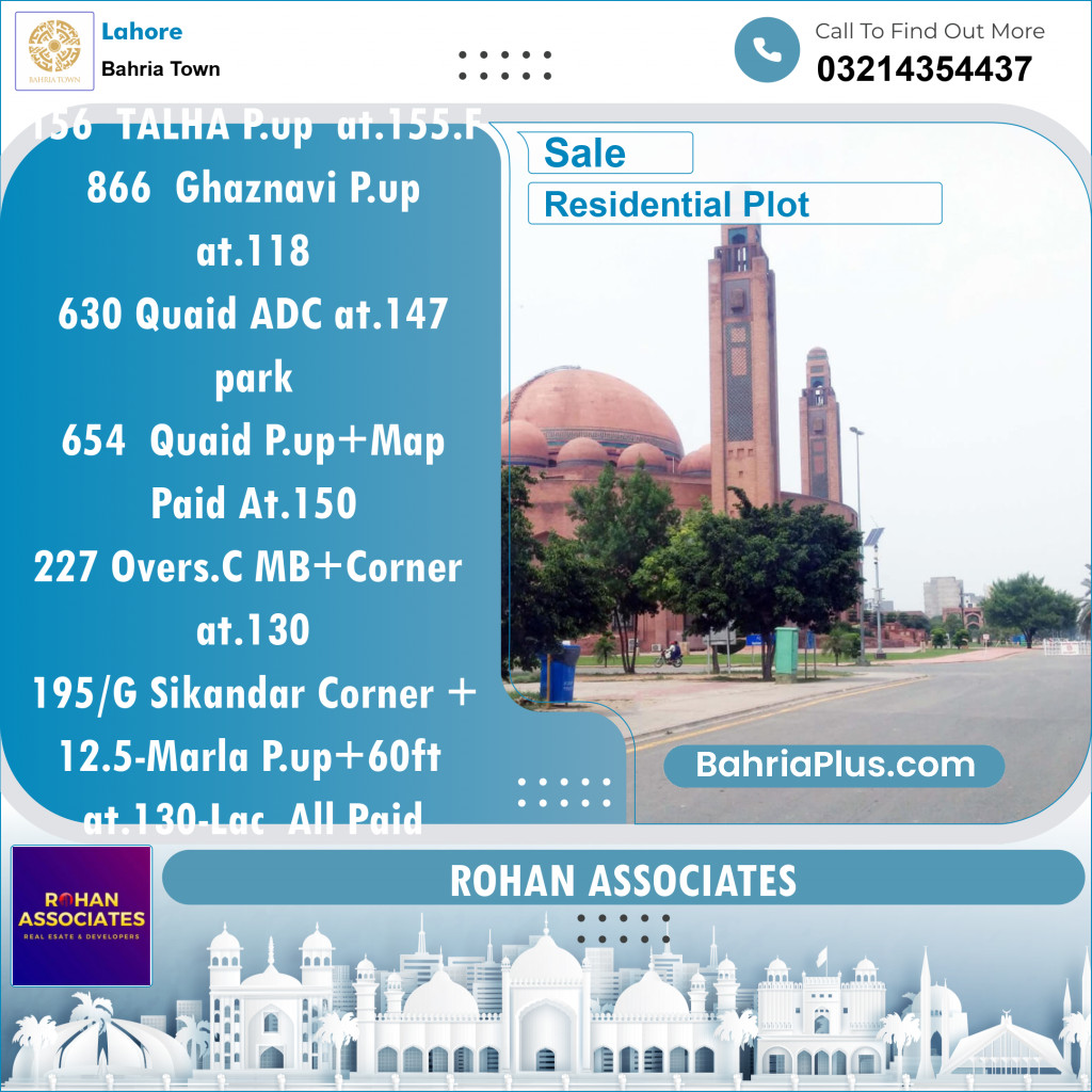 Residential Plot for Sale in Bahria Town, Lahore - (BP-143692)