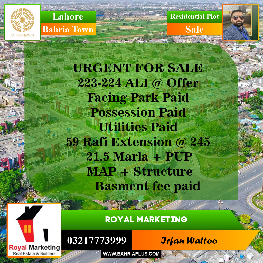 Residential Plot for Sale in Bahria Town, Lahore - (BP-143793)