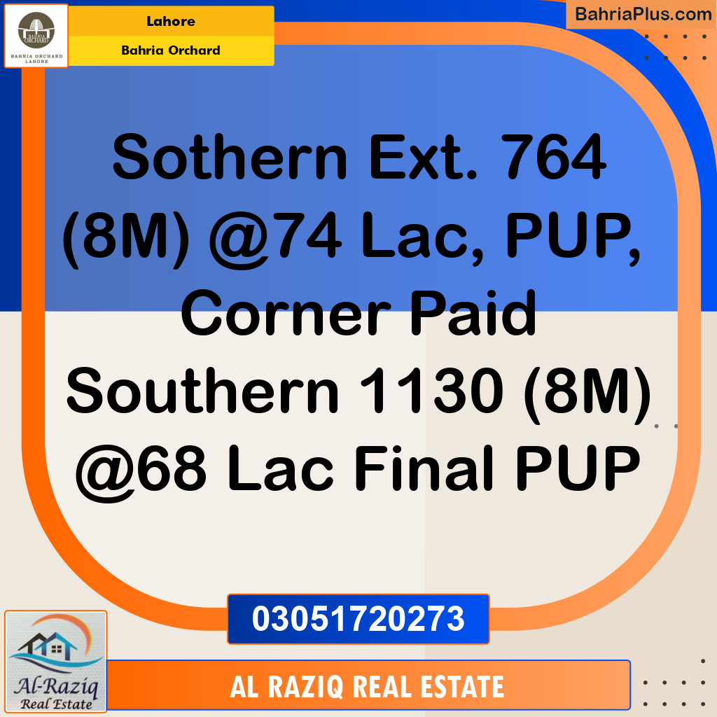 Residential Plot for Sale in Phase 1 - Southern District -  Bahria Orchard, Lahore - (BP-143861)