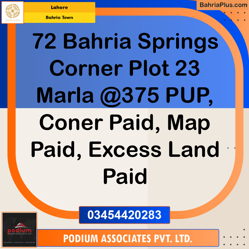 Residential Plot for Sale in Sector B - Bahria Springs -  Bahria Town, Lahore - (BP-143876)