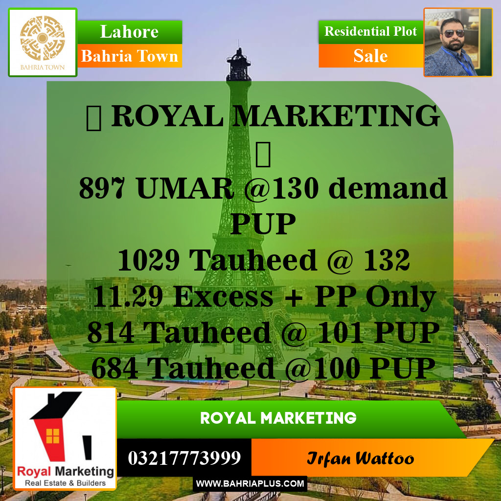 Residential Plot for Sale in Bahria Town, Lahore - (BP-143933)