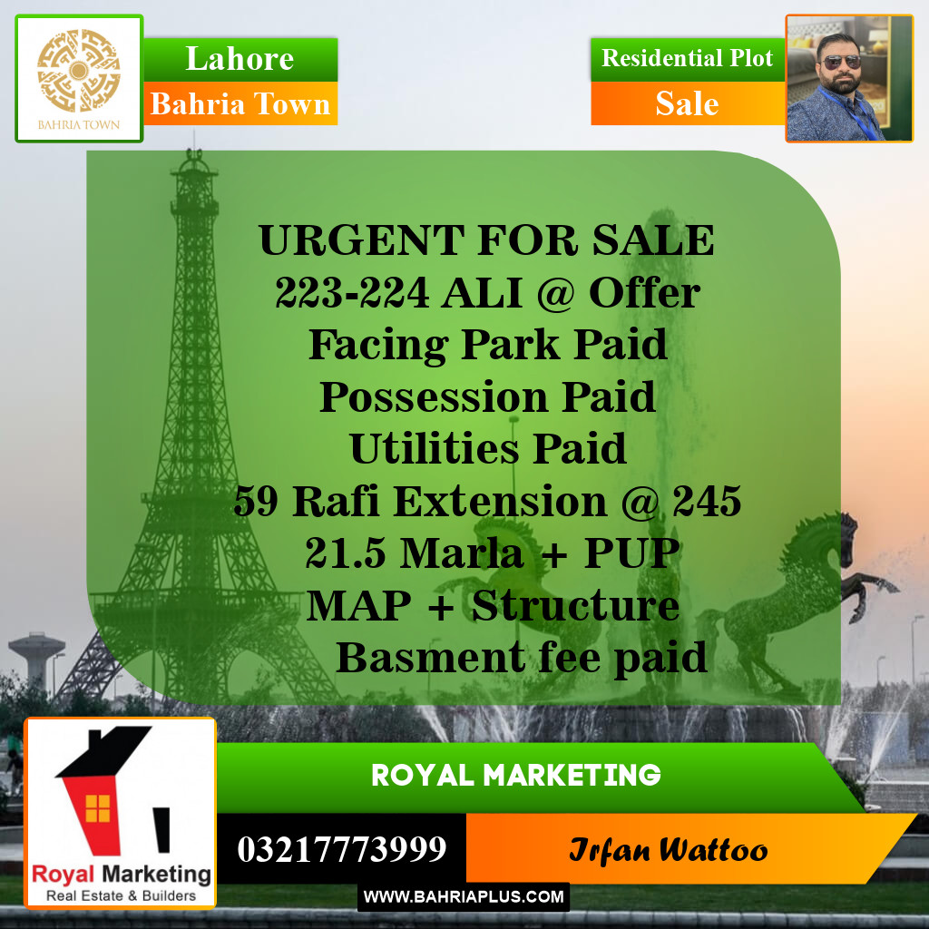 Residential Plot for Sale in Bahria Town, Lahore - (BP-143934)