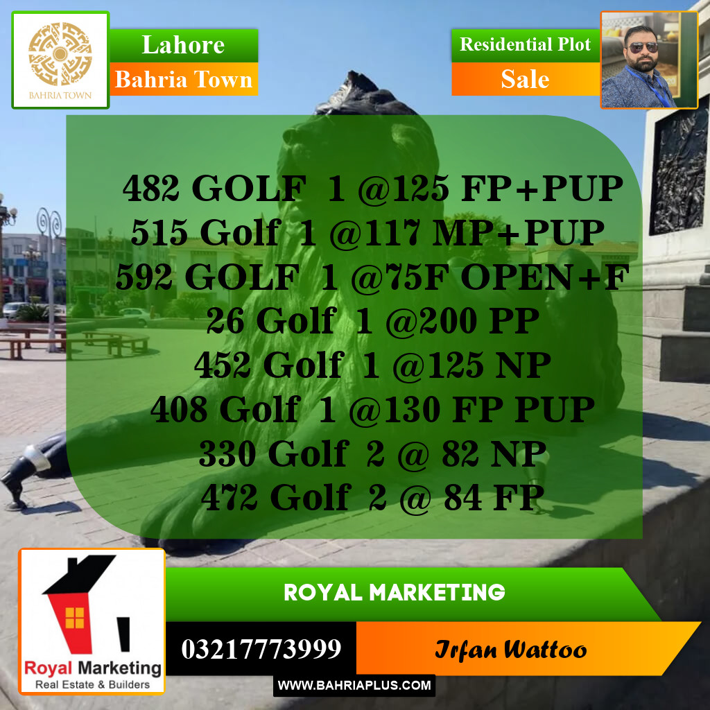 Residential Plot for Sale in Bahria Town, Lahore - (BP-143938)
