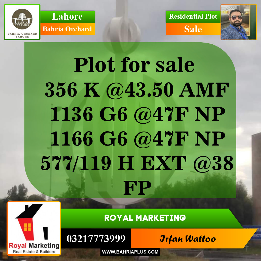 Residential Plot for Sale in Bahria Orchard, Lahore - (BP-143939)