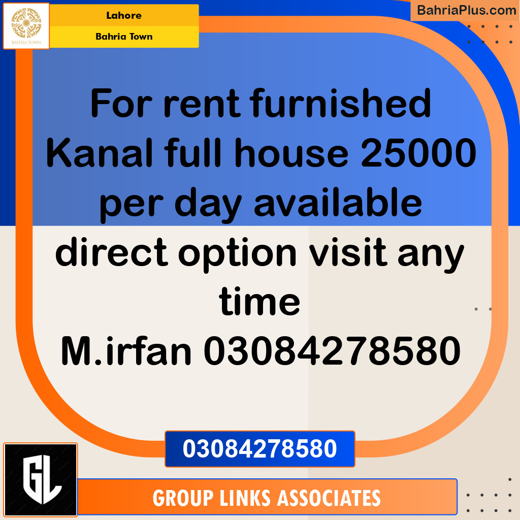 Residential House for Rent in Bahria Town, Lahore - (BP-144041)