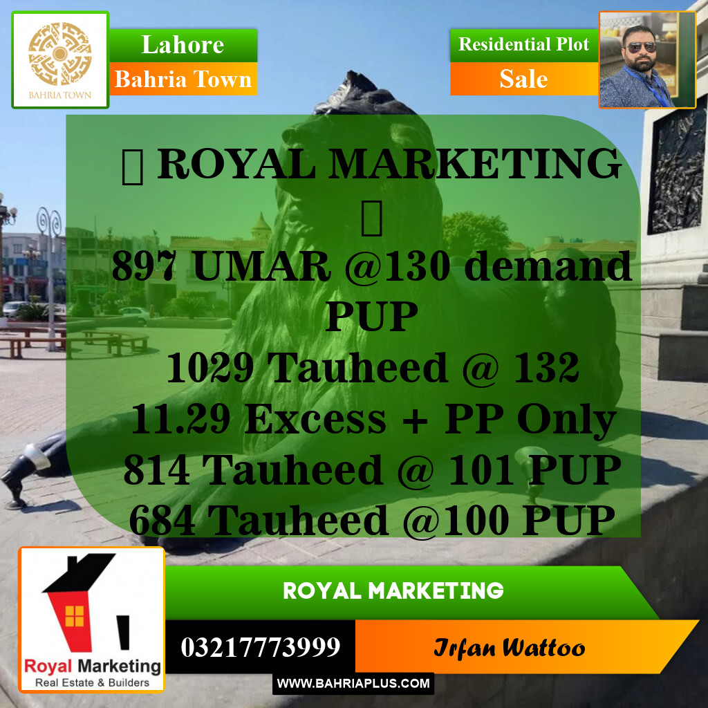 Residential Plot for Sale in Bahria Town, Lahore - (BP-144060)