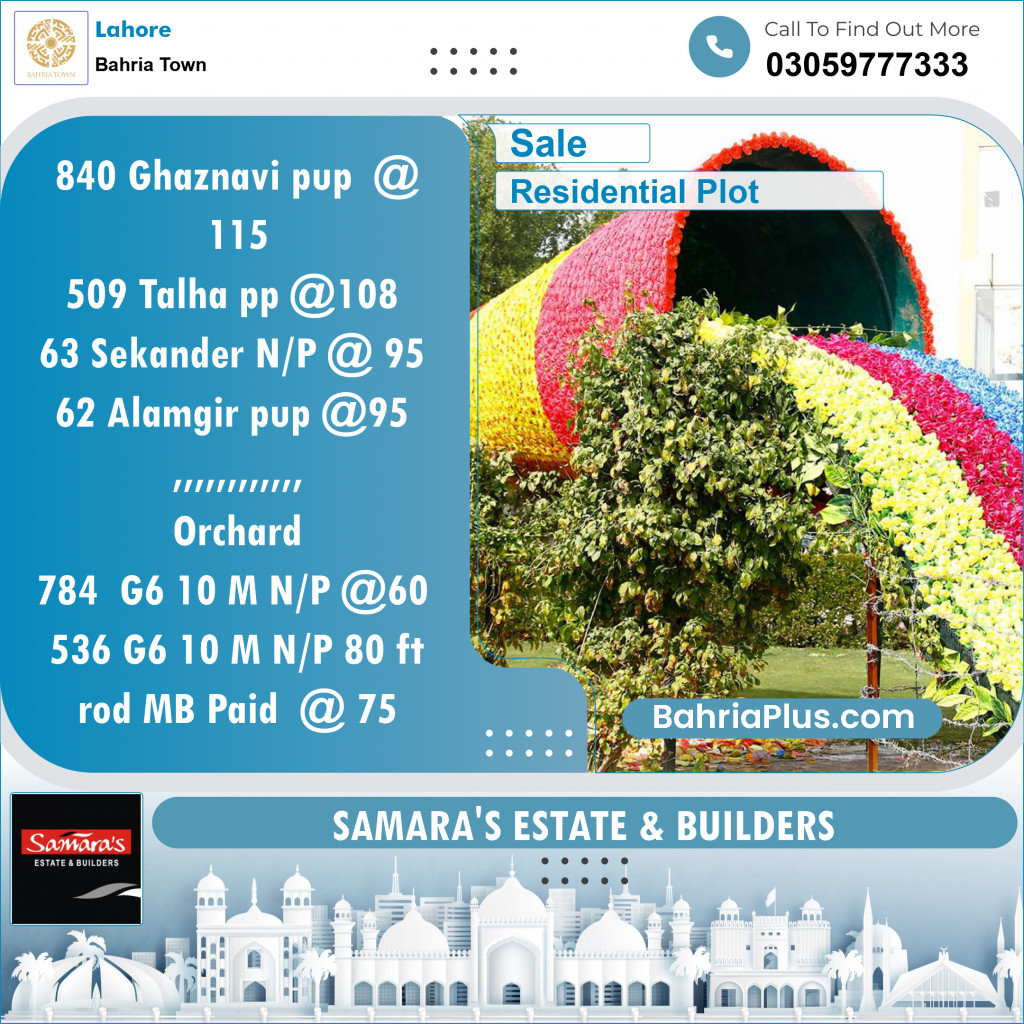Residential Plot for Sale in Bahria Town, Lahore - (BP-144084)