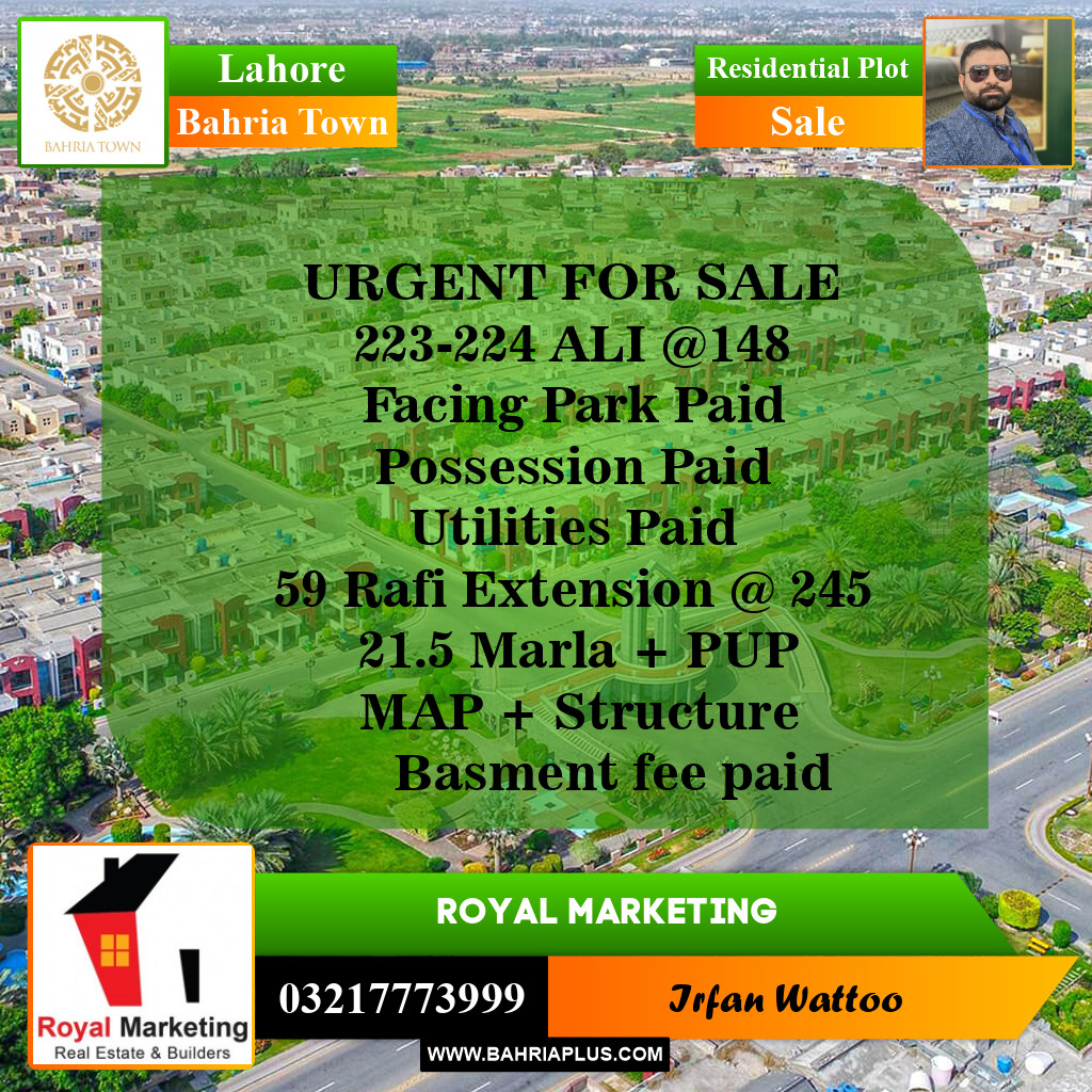 Residential Plot for Sale in Bahria Town, Lahore - (BP-144101)