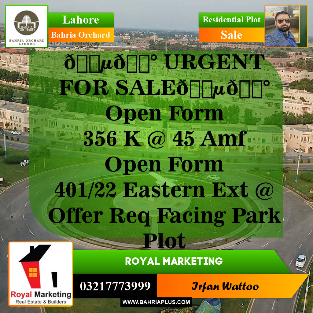 Residential Plot for Sale in Bahria Orchard, Lahore - (BP-144163)