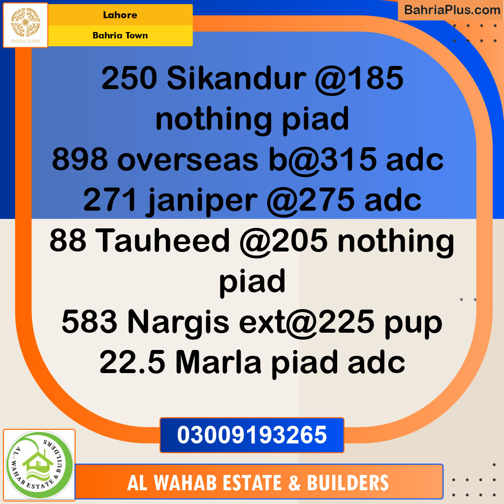 Residential Plot for Sale in Bahria Town, Lahore - (BP-144171)